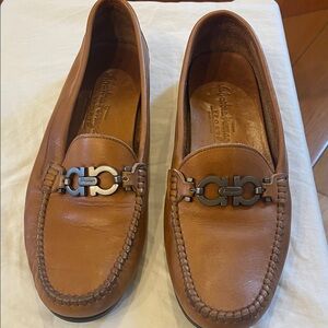 Salvatore Ferragamo Tan Leather Gancini Bit Loafers